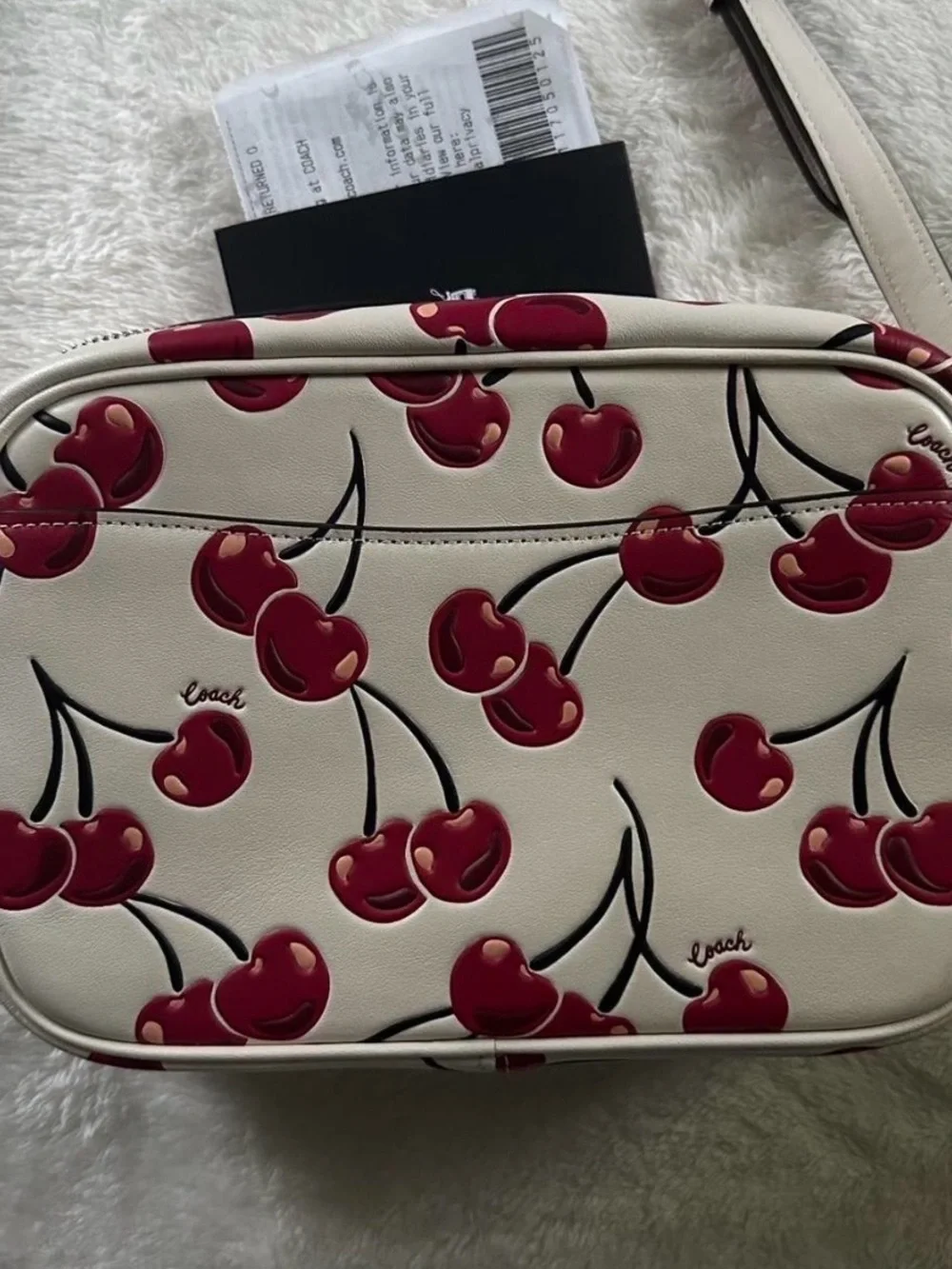 COACH White Cherry Print Cosmetic Case